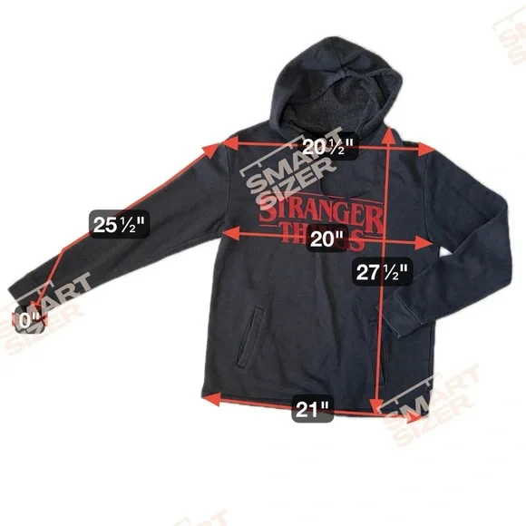 Stranger Things Netflix Hoodie Pullover Grey Red Logo Size M Y2K Merch - Picture 3 of 6